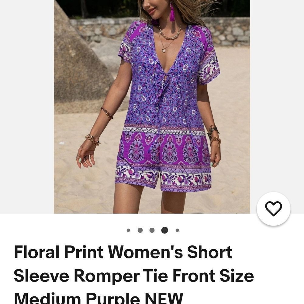 Vibrant Purple Floral Women's Romper